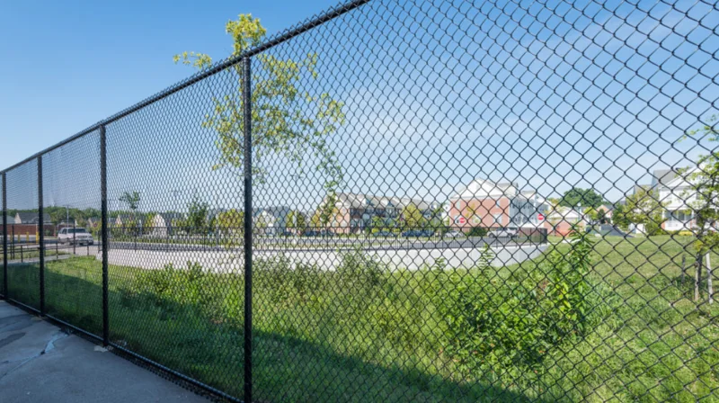 Black coated chain-link fencing