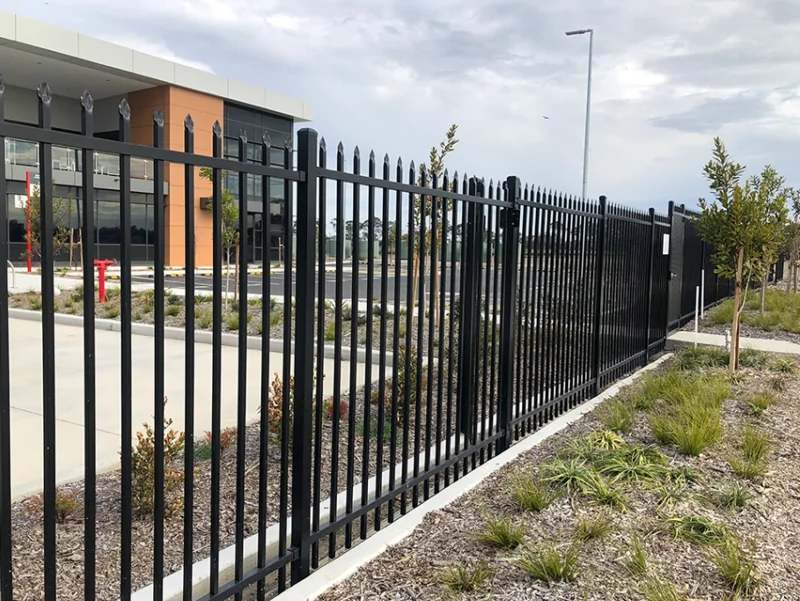Black ornamental perimeter fencing
